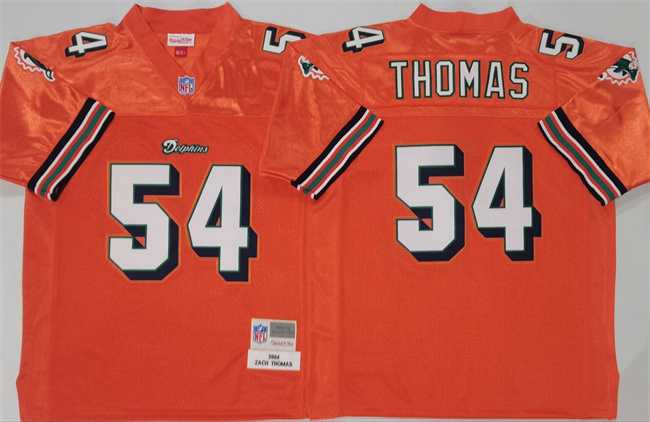 Men%27s Miami Dolphins #54 Zach Thomas Orange Throwback Stitched Football Jersey