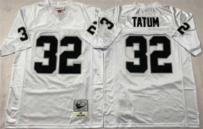 Men%27s Las Vegas Raiders #32 Jack Tatum White Throwback Football Stitched Jersey