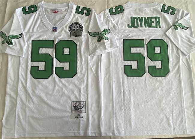 Men%27s Philadelphia Eagles #59 Seth Joyner White Throwback Stitched Football Jersey