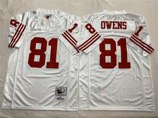 Men%27s New York Giants #81 Terrell Owens White Throwback Stitched Football Jersey