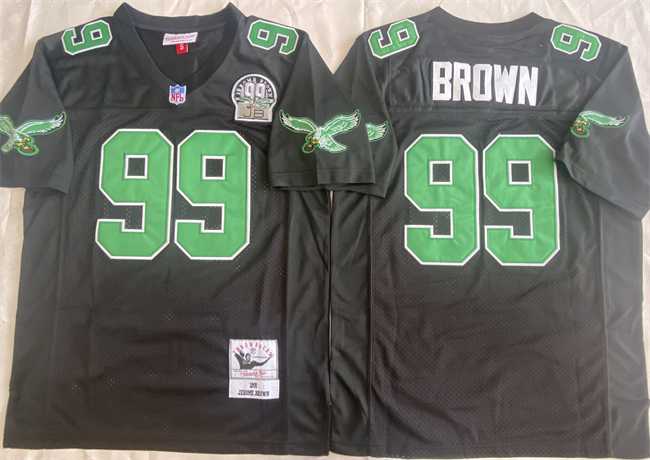 Men's Philadelphia Eagles #99 Jerome Brown Black Throwback Stitched Football Jersey-0