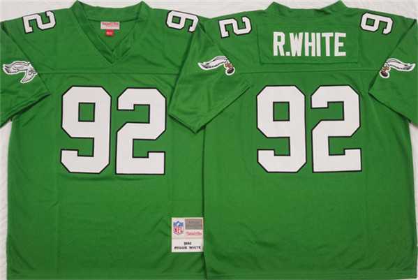 Men's Philadelphia Eagles #92 Reggie White Kelly Green Throwback Football Stitched Jersey-0
