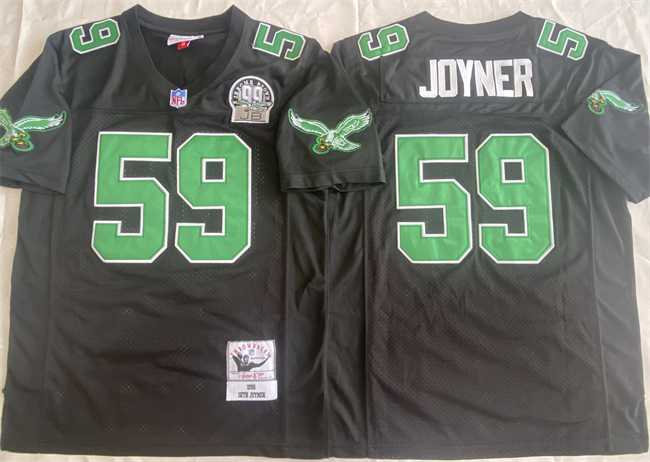 Men%27s Philadelphia Eagles #59 Seth Joyner Black Throwback Stitched Football Jersey
