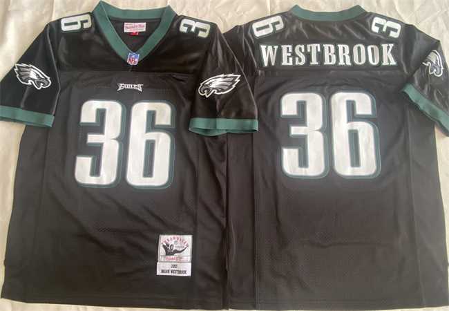 Men%27s Philadelphia Eagles #36 Brian Westbrook Black Throwback Stitched Football Jersey