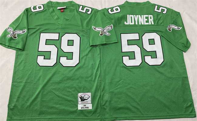 Men's Philadelphia Eagles #59 Seth Joyner Kelly Green Throwback Stitched Football Jersey-0