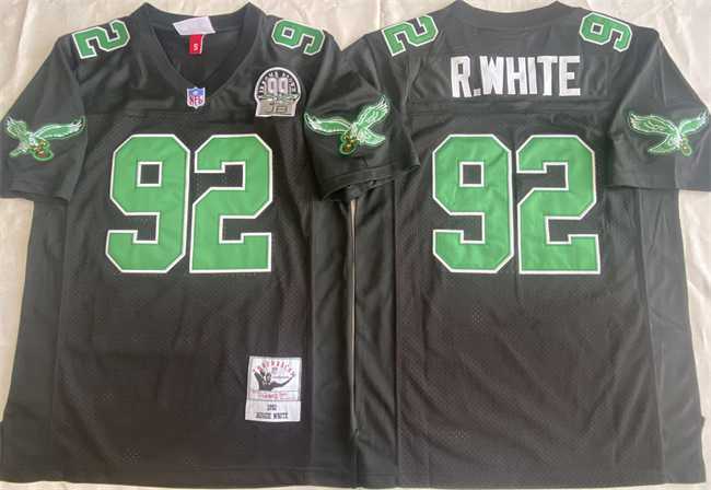 Men%27s Philadelphia Eagles #92 Reggie White Black Throwback Stitched Football Jersey