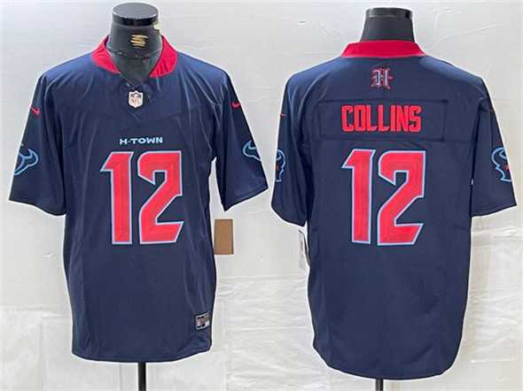 Men%27s Houston Texans #12 Nico Collins Navy 2nd Alternate F.U.S.E. Vapor Limited Football Stitched Jersey