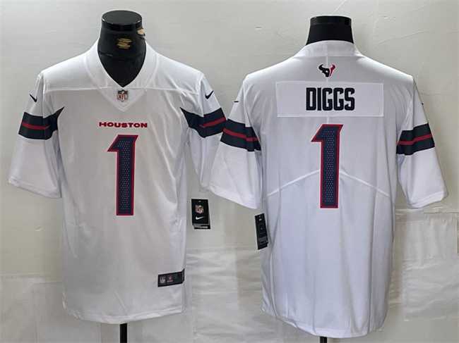Men%27s Houston Texans #1 Stefon Diggs White Vapor Untouchable Stitched Football Jersey