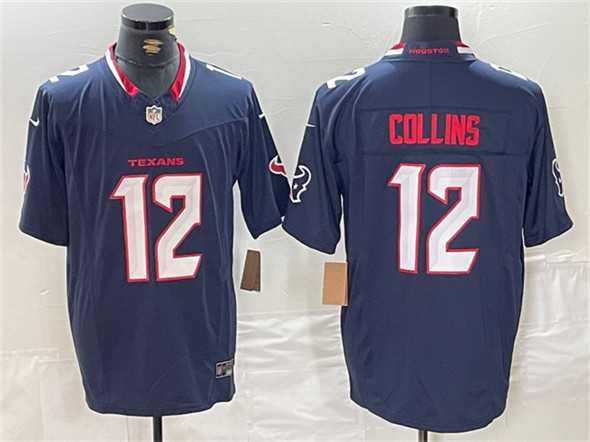 Men%27s Houston Texans #12 Nico Collins Navy F.U.S.E. Vapor Limited Football Stitched Jersey