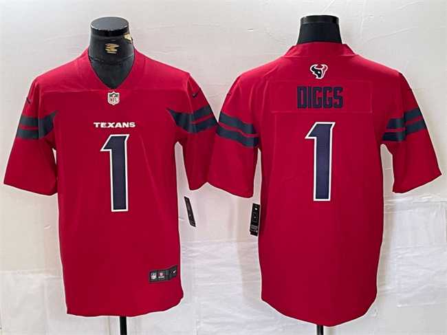 Men%27s Houston Texans #1 Stefon Diggs Red Vapor Untouchable Stitched Football Jersey