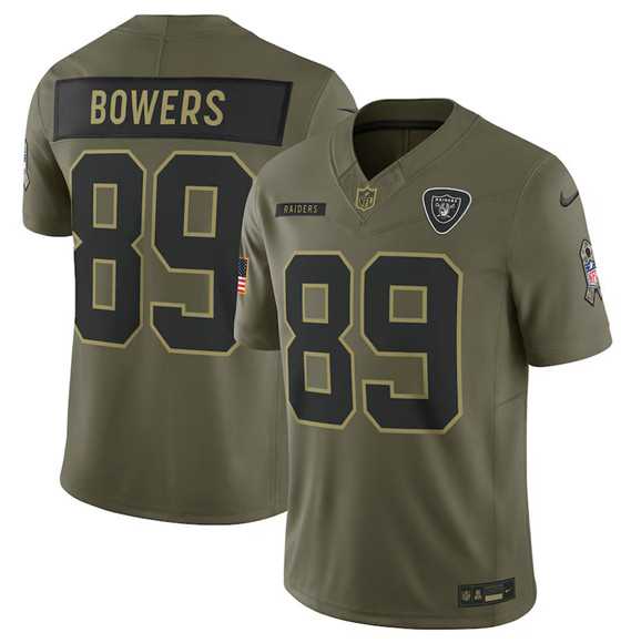 Men%27s Las Vegas Raiders #89 Brock Bowers Olive 2025 Salute to Service Limited Stitched Jersey Dyin