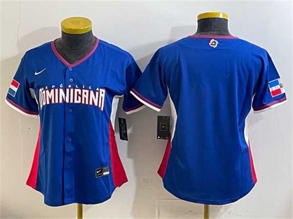 Women's Dominican Republic Blank Royal 2026 World Baseball Classic Road Stadium Stitched Jersey(Run Small)-0