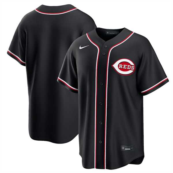 Men%27s Cincinnati Reds Blank Black Out Stitched Jersey Dzhi