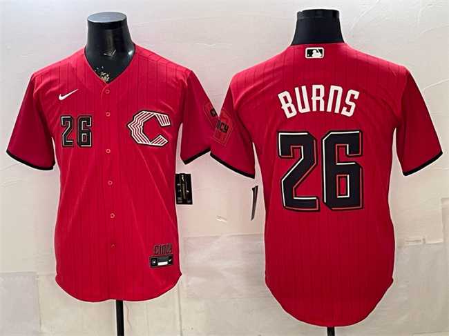 Men%27s Cincinnati Reds #26 Chase Burns Red 2026 City Connect Stadium Stitched Jersey Dzhi
