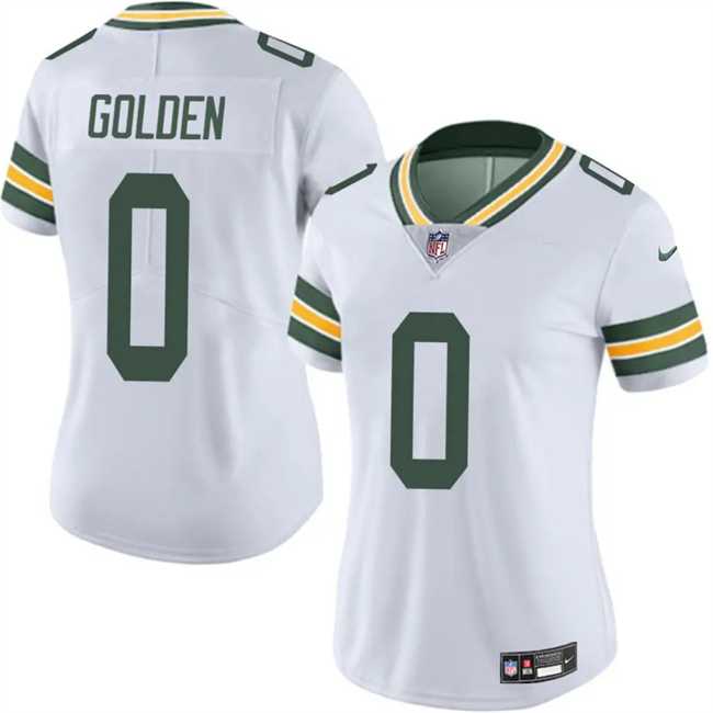 Women%27s Green Bay Packers #0 Matthew Golden White 2025 Draft Vapor Untouchable Limited Stitched Jersey Dzhi