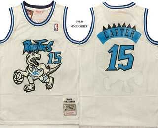 Men's Toronto Raptors #15 Vince Carter White 1998 Throwback Swingman Jersey-0
