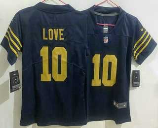Women%27s Green Bay Packers #10 Jordan Love Limited Navy Vapor Jersey