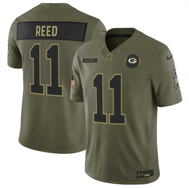 Men%27s Green Bay Packers #11 Jayden Reed Olive 2025 F.U.S.E. Salute to Service Limited Stitched Jersey Dyin