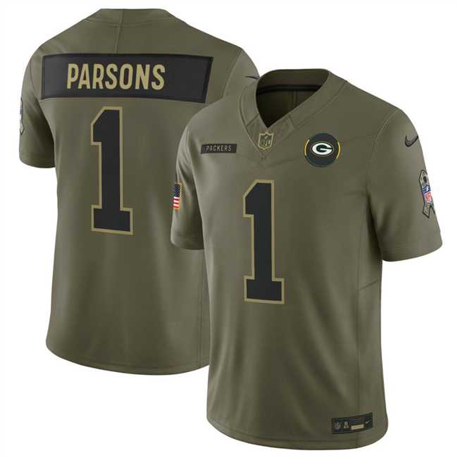 Men%27s Green Bay Packers #1 Micah Parsons Olive 2025 F.U.S.E. Salute to Service Limited Stitched Jersey Dyin