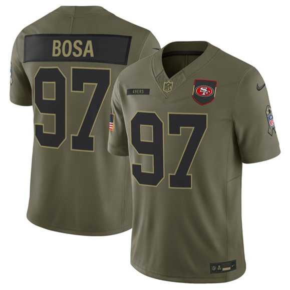 Men%27s San Francisco 49ers #97 Nick Bosa Olive 2025 Salute to Service Limited Stitched Jersey Dyin