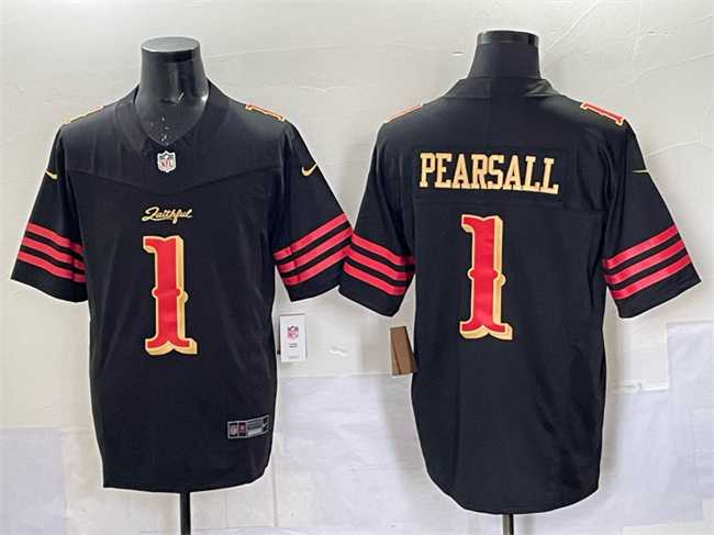 Men%27s San Francisco 49ers #1 Ricky Pearsall Black 2025 F.U.S.E. %27Rivalries%27 Vapor Limited Stitched Jersey Dzhi